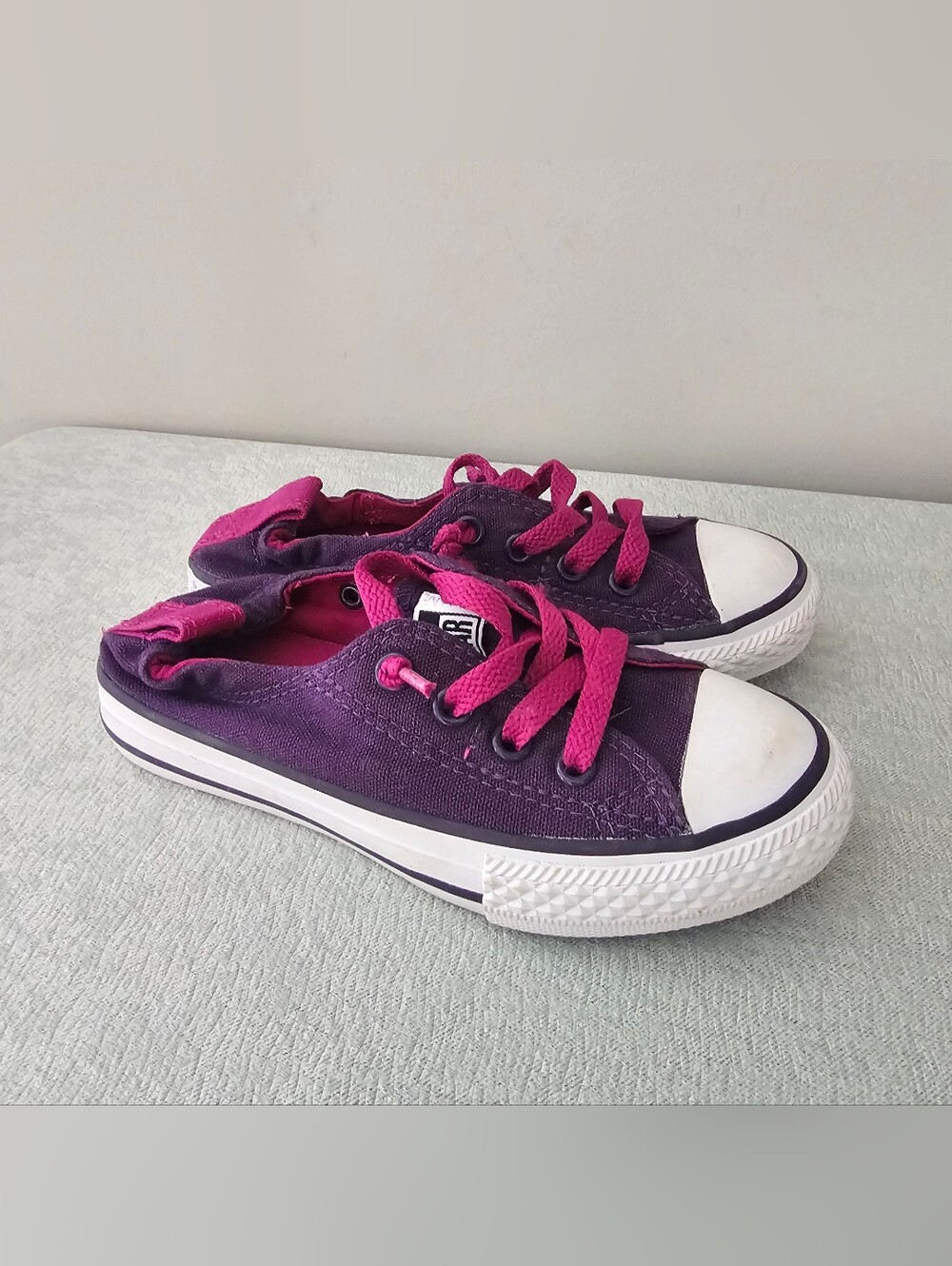 CONVERSE All Star Little Girls Purple & Pink Elastic Back Pull On Sneakers